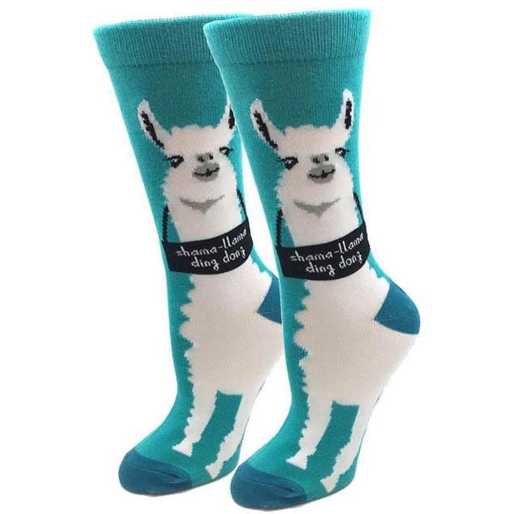 NEW Sock Harbor Llama Socks Teal Black White Women’s sizes 4-10 Cotton Blend